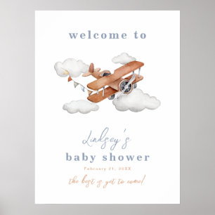 Begrüßungszeichen für das Flugzeug Wasserfarbe Bab Poster