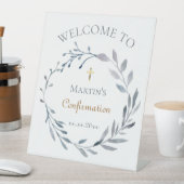 Begrüßungszeichen für den blauen Kranz Sockelschild (In Situ)