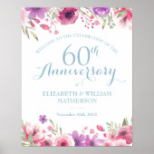 Begrüßungszeichen für die Aquarell-Rose zum 60. Ja Poster (Vorne)