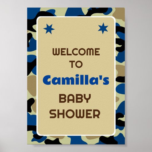 Begrüßungszeichen für die bearbeitbare blaue Camou Poster (Vorne)