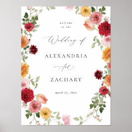 Begrüßungszeichen für die Blumenzwiebelhochzeit im Poster