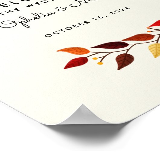Begrüßungszeichen für die Hochzeit im Herbst der H Poster (Ecke)