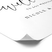 Begrüßungszeichen für die Hochzeit in Weiß und Bla Poster (Ecke)