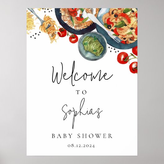 Begrüßungszeichen für die italienische Babydusche Poster (Vorne)
