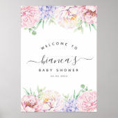 Begrüßungszeichen für die Pastel Floral Baby Dusch Poster (Vorne)