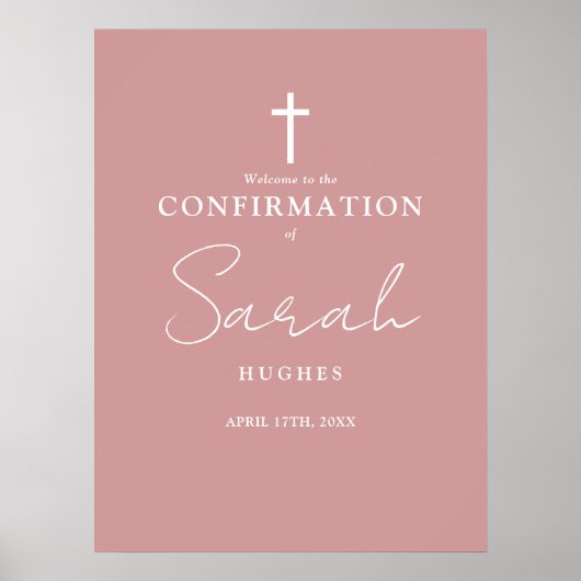 Begrüßungszeichen für die rosa Script-Bestätigung  Poster (Vorne)