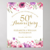 Begrüßungszeichen für die Rose der Aquarellfarben Poster (Vorne)