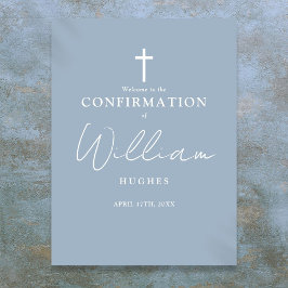 Begrüßungszeichen für dusty Blue Script Poster