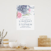 Begrüßungszeichen für dutzende blaue und rosa Blum Poster (Küche)