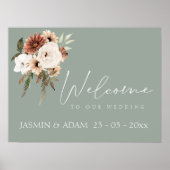 Begrüßungszeichen für einfache grüne Pfirsichblüte Poster (Vorne)