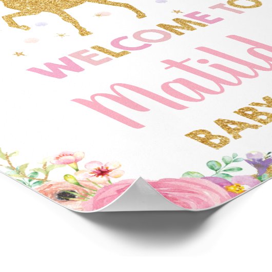 Begrüßungszeichen für Einhorn- und Fairy-Baby-Dusc Poster (Ecke)