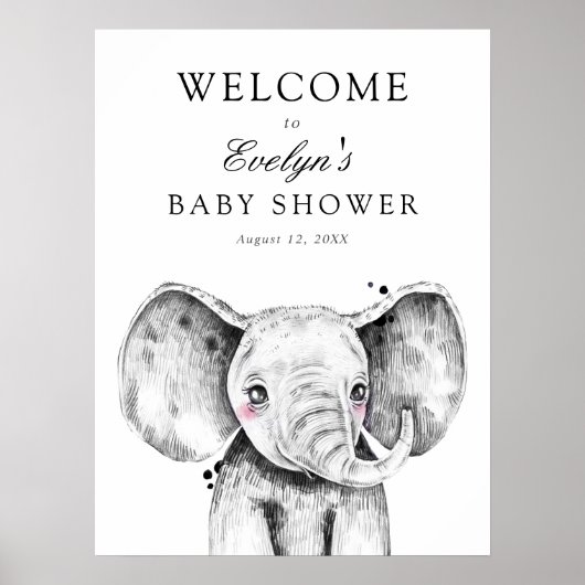 Begrüßungszeichen für Elephant Baby Dusche Poster (Vorne)