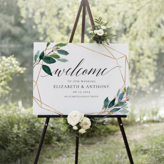 Begrüßungszeichen für geometrische Blätter Poster