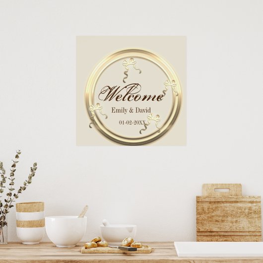 Begrüßungszeichen für Gold Bow Poster (Küche)
