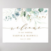 Begrüßungszeichen für Gold und grüne Botanische Ho Poster (Vorne)