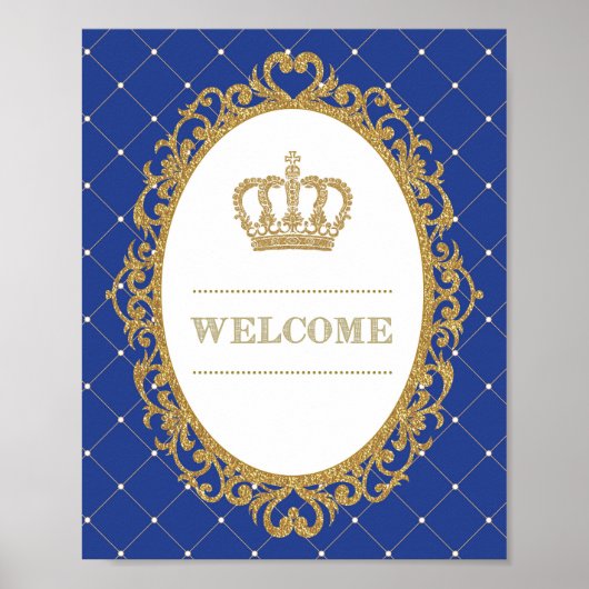 Begrüßungszeichen für Gold und Royal Blue Baby Pri Poster (Vorne)