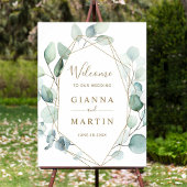 Begrüßungszeichen für goldene geometrische grüne F Poster