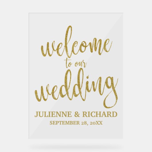 Begrüßungszeichen für Goldkalligrafie Acrylschild (Vorderseite)