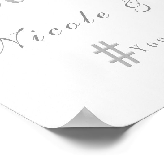 Begrüßungszeichen für graue und weiße Hochzeit Poster (Ecke)