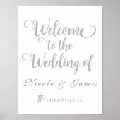 Begrüßungszeichen für graue und weiße Hochzeit Poster (Vorne)