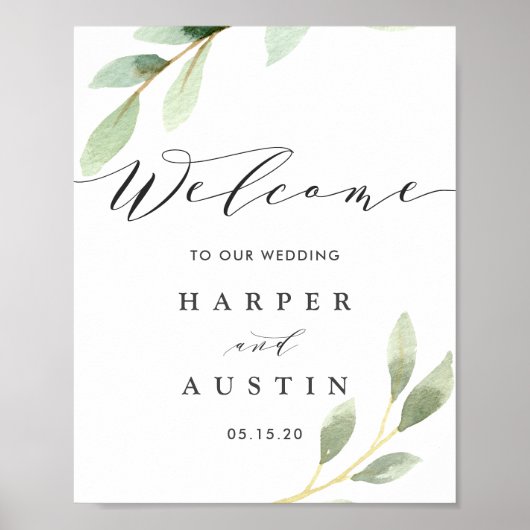 Begrüßungszeichen für Grünblättern Poster (Vorne)