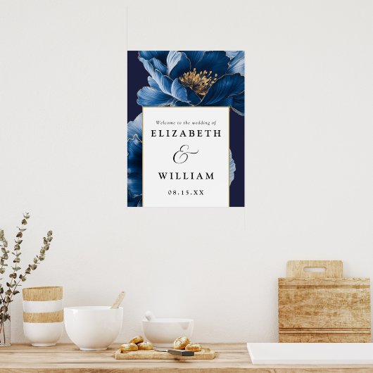 Begrüßungszeichen für Hochzeiten von Navy Blue und Poster (Küche)