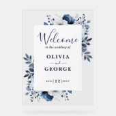 Begrüßungszeichen für Hochzeiten von Navy und Weiß Acrylschild (Vorderseite)