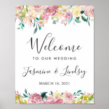 Begrüßungszeichen für Hochzeitsfeiern im Wasserfar