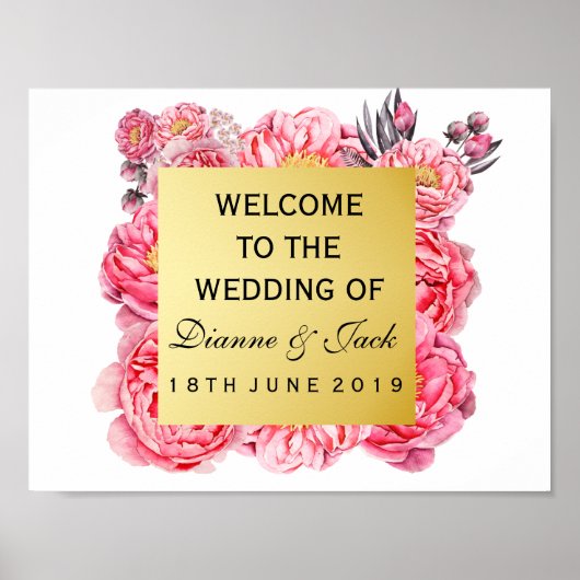 Begrüßungszeichen für Hochzeitsfeiern mit elegante Poster (Vorne)