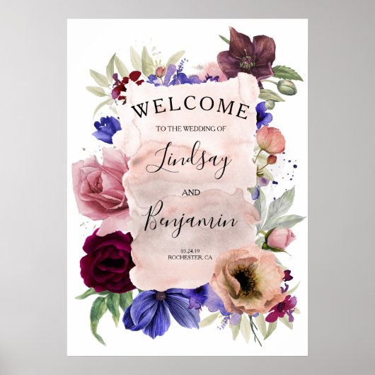 Begrüßungszeichen für Hochzeitsfeiern Poster (Vorne)