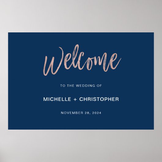 Begrüßungszeichen für Hochzeitsfeiern von Navy & R Poster (Vorne)