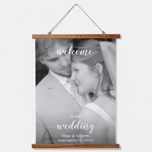Begrüßungszeichen für Ihr Foto Wandteppich Mit Holzrahmen (Vorderseite)