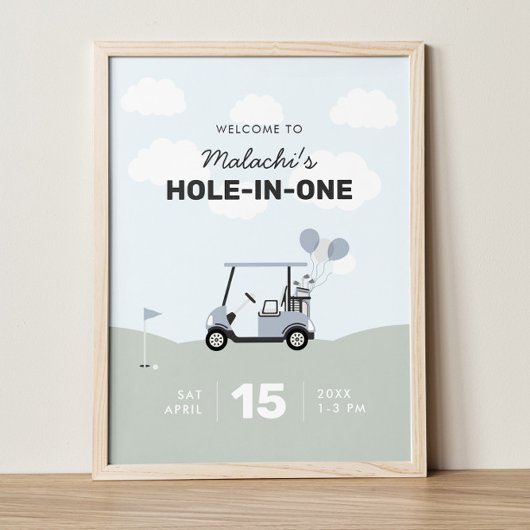 Begrüßungszeichen für Jungen "Hole-in-One Golf 1. Poster