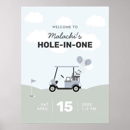 Begrüßungszeichen für Jungen "Hole-in-One Golf 1. Poster (Vorne)
