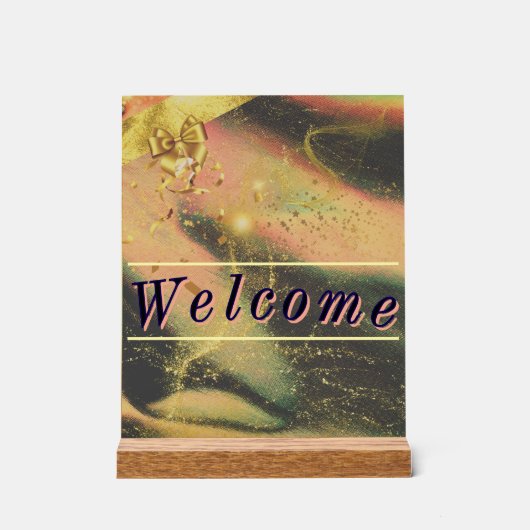 Begrüßungszeichen für lebendiges Gold Party Acrylschild (Vorderseite)