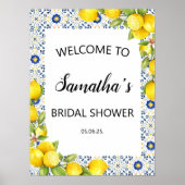 Begrüßungszeichen für Lemon und Blue Tiles Brautpa Poster (Vorne)