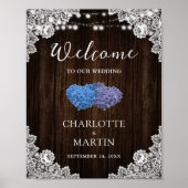 Begrüßungszeichen für lila Blauholz-Spitzen-Blumen Poster (Vorne)