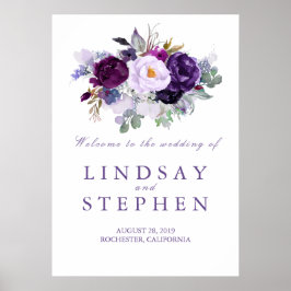Begrüßungszeichen für lila Blumenzehen Poster