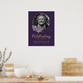 Begrüßungszeichen für lila Gold-Blumenbeerdigung F Poster (Küche)