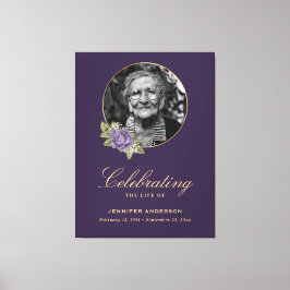 Begrüßungszeichen für lila Gold-Floral-Foto Leinwanddruck