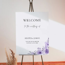 Begrüßungszeichen für lila Hochzeit Poster