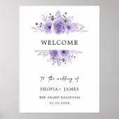 Begrüßungszeichen für lila Hochzeit Poster (Vorne)
