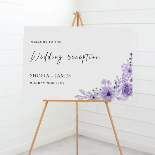 Begrüßungszeichen für lila Hochzeiten Poster