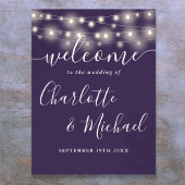 Begrüßungszeichen für lila String Lights Poster