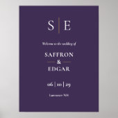 Begrüßungszeichen für lila und Gold Monogram Poster (Vorne)