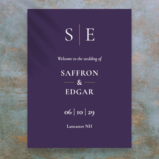 Begrüßungszeichen für lila und Gold Monogram Poster