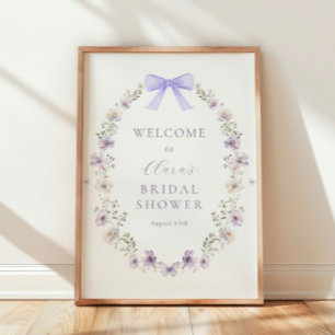 Begrüßungszeichen für lila Wildblume Bow Brautpart Poster