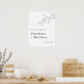 Begrüßungszeichen für Line Art Foliage Leaf Poster (Küche)