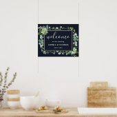Begrüßungszeichen für Midnight Blue Succulent Wedd Poster (Küche)