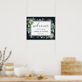 Begrüßungszeichen für Midnight Blue Succulent Wedd Poster (Küche)